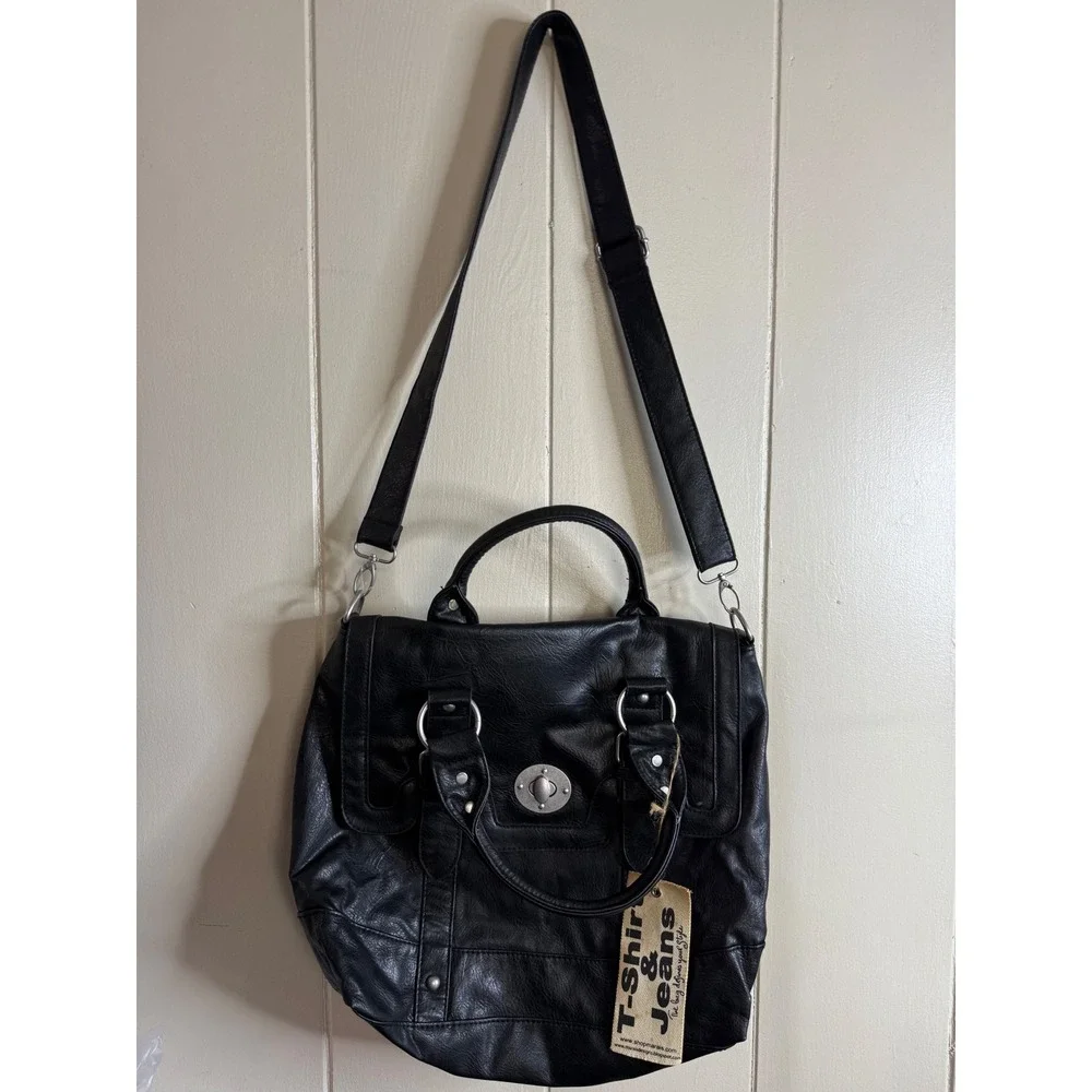 T-Shirt & Jeans Crossbody‎ Bag Purse Women's Faux Leather Satchel